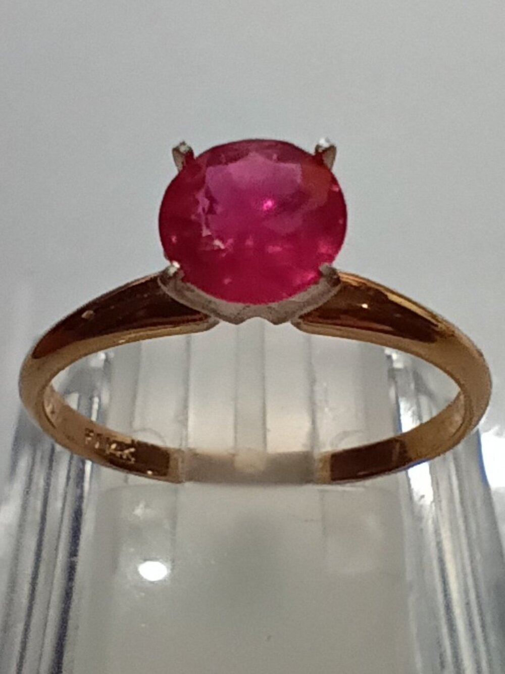 14Kt Yellow Gold 1-Carat Genuine Ruby Solitaire Ring